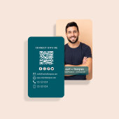 Dark Blue Photo QR Code Connect With Me Visitekaartje