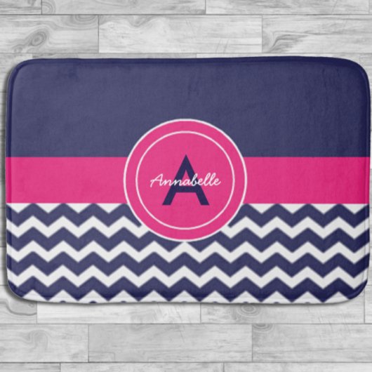 Dark Blue Pink Chevron Badmat