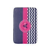 Dark Blue Pink Chevron Badmat (Voorkant Verticaal)