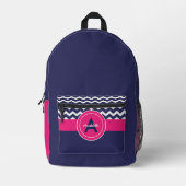 Dark Blue Pink Chevron Bedrukte Rugzak (Voorkant)