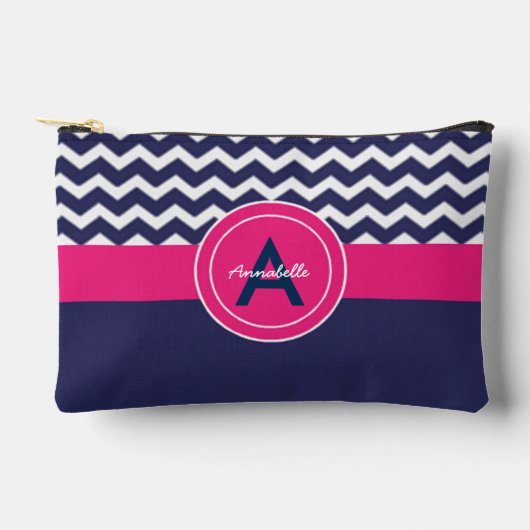 Dark Blue Pink Chevron Etui (Voorkant)