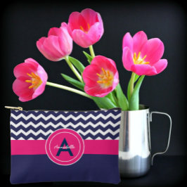 Dark Blue Pink Chevron Etui