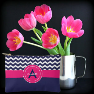 Dark Blue Pink Chevron Etui