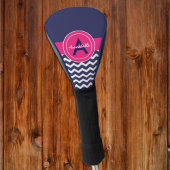 Dark Blue Pink Chevron Golfheadcover