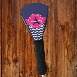 Dark Blue Pink Chevron Golfheadcover