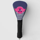 Dark Blue Pink Chevron Golfheadcover (Voorkant)