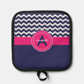 Dark Blue Pink Chevron Pannenlap (Voorkant)
