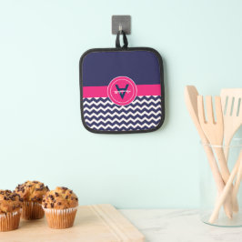 Dark Blue Pink Chevron Pannenlap