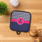 Dark Blue Pink Chevron Pannenlap (Top down)