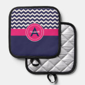 Dark Blue Pink Chevron Pannenlap (Voorkant / Achterkant)