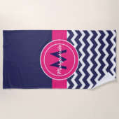 Dark Blue Pink Chevron Strandlaken (Voorkant)