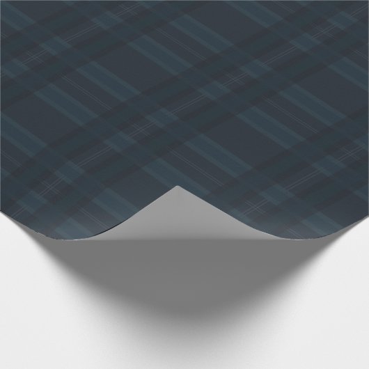 Dark Blue Plaid Holiday Christmas Pattern Cadeaupapier (Hoek)