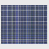 Dark Blue Plaid Tartan Wrapping Paper Cadeaupapier (Vlak)