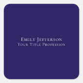 Dark Blue Plain Elegant Professional Modern Vierkante Sticker (Voorkant)