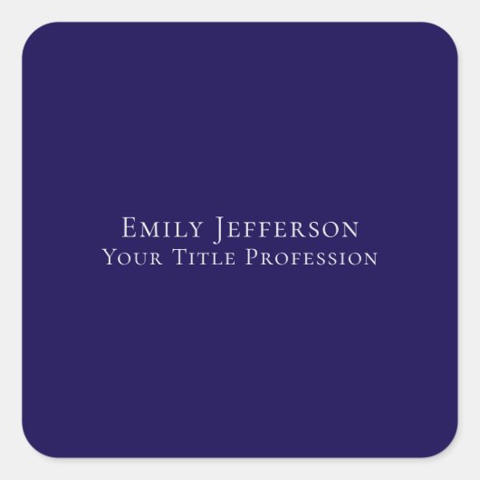 Dark Blue Plain Elegant Professional Modern Vierkante Sticker (Voorkant)