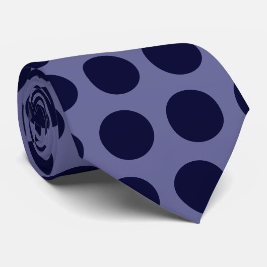 Dark Blue Polka Dots Stropdas (Opgerold)