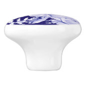 Dark Blue Rabbit Bunny Woodland Faces L Cobalt Keramische Knop (Zijkant)