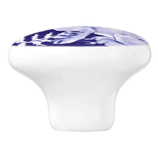 Dark Blue Rabbit Bunny Woodland Faces L Cobalt Keramische Knop (Zijkant)