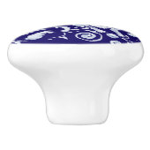 Dark Blue Raccoon Woodland Animal Floral Cobalt Keramische Knop (Zijkant)