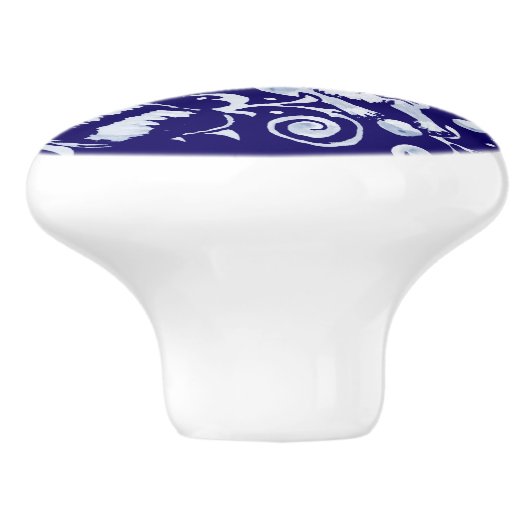 Dark Blue Raccoon Woodland Animal Floral Cobalt Keramische Knop (Zijkant)