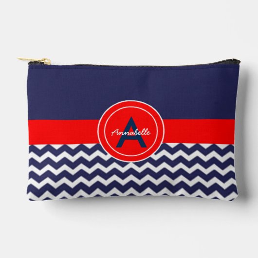 Dark Blue Red Chevron Etui (Voorkant)