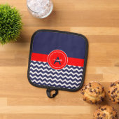 Dark Blue Red Chevron Pannenlap (Top down)