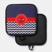 Dark Blue Red Chevron Pannenlap (Voorkant / Achterkant)