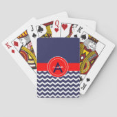 Dark Blue Red Chevron Speelkaarten (Achterkant)