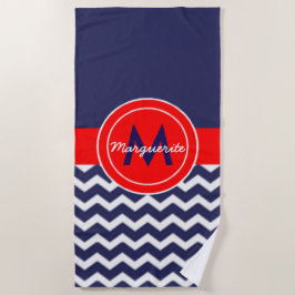 Dark Blue Red Chevron Strandlaken
