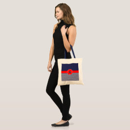 Dark Blue Red Chevron Tote Bag