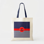 Dark Blue Red Chevron Tote Bag (Voorkant)