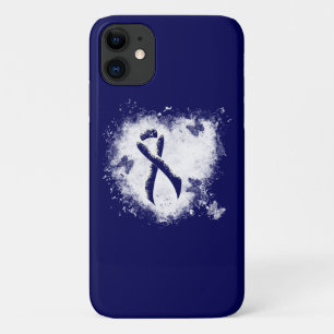Dark Blue Ribbon Grunge Heart iPhone 11 Hoesje