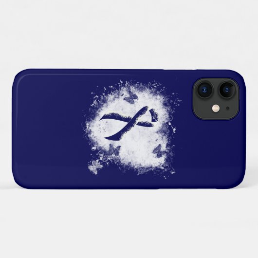 Dark Blue Ribbon Grunge Heart Case-Mate iPhone Case (Achterkant (horizontaal))