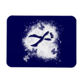 Dark Blue Ribbon Grunge Heart Magneet (Horizontaal)