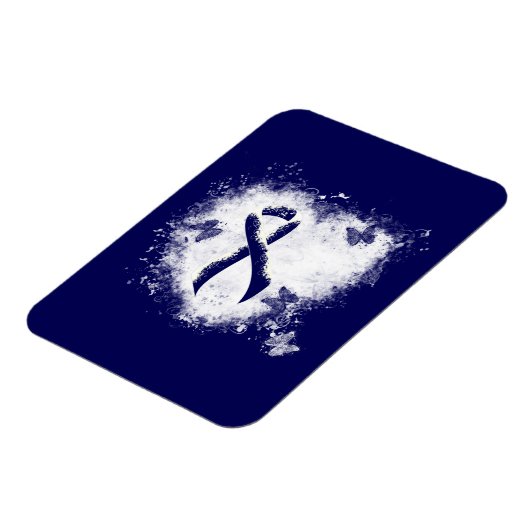 Dark Blue Ribbon Grunge Heart Magneet (Linkerzijde)