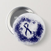 Dark Blue Ribbon Grunge Heart Ronde Button 7,6 Cm (Voorkant /achterkant)