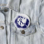 Dark Blue Ribbon Grunge Heart Ronde Button 7,6 Cm (In situ)