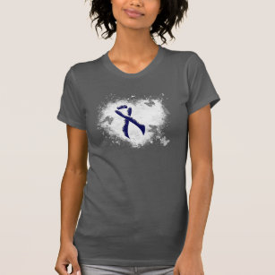 Dark Blue Ribbon Grunge Heart T-shirt