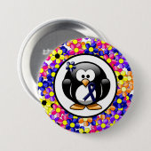 Dark Blue Ribbon Penguin Ronde Button 7,6 Cm (Voorkant /achterkant)
