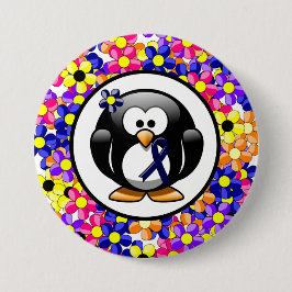 Dark Blue Ribbon Penguin Ronde Button 7,6 Cm