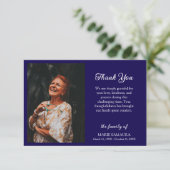 Dark Blue Romantic Customize Photo Funeral Thank Bedankkaart (Staand voorkant)