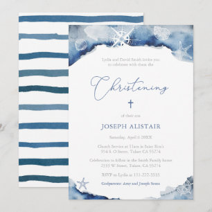 Dark Blue Sailing Christening Kaart