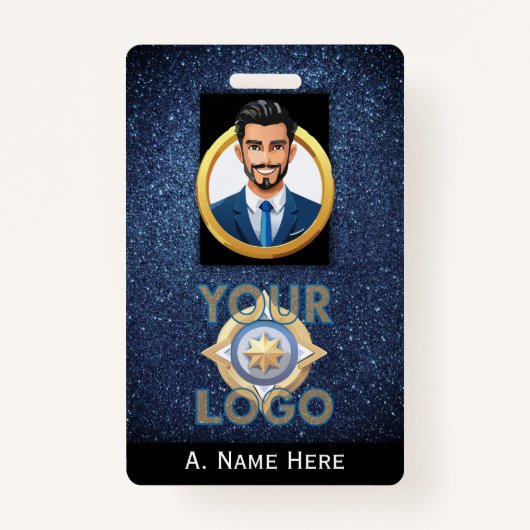 Dark Blue Security ID-badge IT-wetshandhaving Badge (Voorkant)