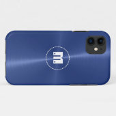 Dark Blue Shiny Stainless Steel Metal Case-Mate iPhone Case (Achterkant (horizontaal))