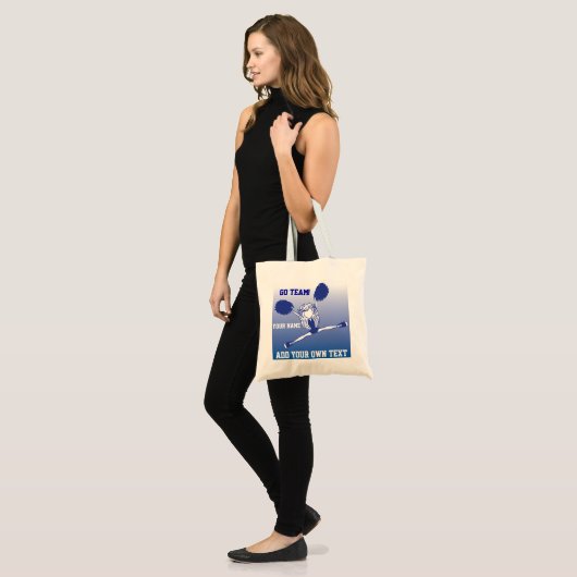 Dark Blue Silhouette Cheerleader Girl Tote Bag (Voorkant (model))