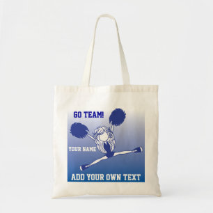 Dark Blue Silhouette Cheerleader Girl Tote Bag