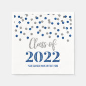 Dark Blue Silver Confetti Klasse 2022 Servet (Voorkant)