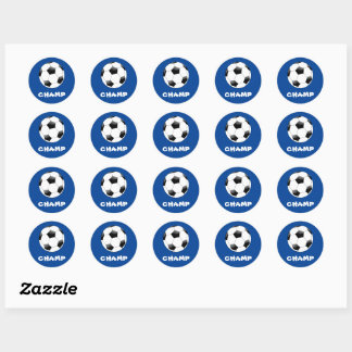 Dark Blue Soccer Champ Stickers