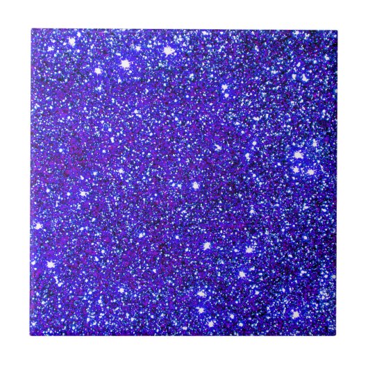 Dark Blue Sparkle Glitter Night Sky Starfield Star Tegeltje (Voorkant)