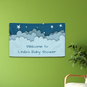 Dark Blue Stars Celestial Welcome Baby shower Spandoek
